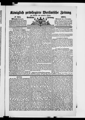 Königlich privilegirte Berlinische Zeitung von Staats- und gelehrten Sachen vom 01.11.1905