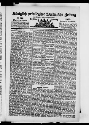 Königlich privilegirte Berlinische Zeitung von Staats- und gelehrten Sachen vom 03.11.1905