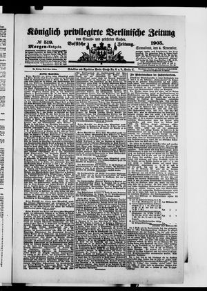 Königlich privilegirte Berlinische Zeitung von Staats- und gelehrten Sachen vom 04.11.1905