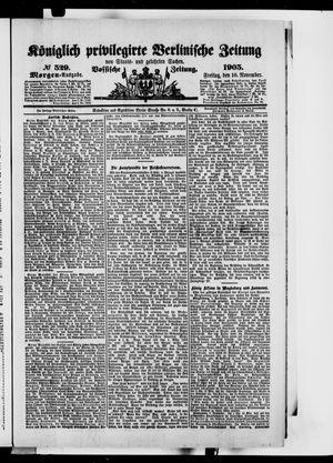 Königlich privilegirte Berlinische Zeitung von Staats- und gelehrten Sachen vom 10.11.1905