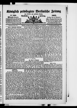 Königlich privilegirte Berlinische Zeitung von Staats- und gelehrten Sachen vom 10.11.1905