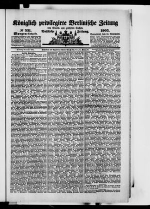 Königlich privilegirte Berlinische Zeitung von Staats- und gelehrten Sachen vom 11.11.1905
