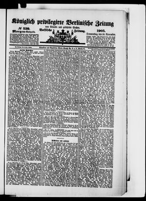 Königlich privilegirte Berlinische Zeitung von Staats- und gelehrten Sachen vom 16.11.1905