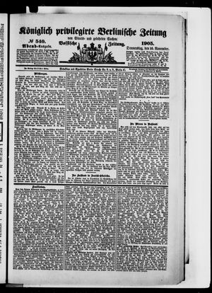 Königlich privilegirte Berlinische Zeitung von Staats- und gelehrten Sachen vom 16.11.1905