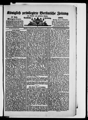 Königlich privilegirte Berlinische Zeitung von Staats- und gelehrten Sachen vom 17.11.1905