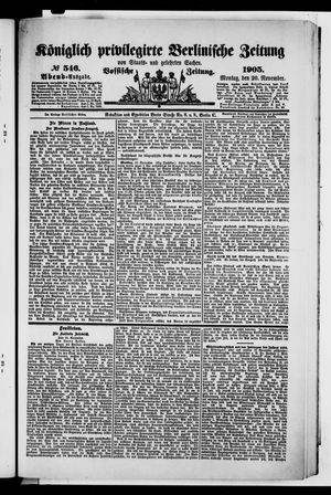 Königlich privilegirte Berlinische Zeitung von Staats- und gelehrten Sachen vom 20.11.1905