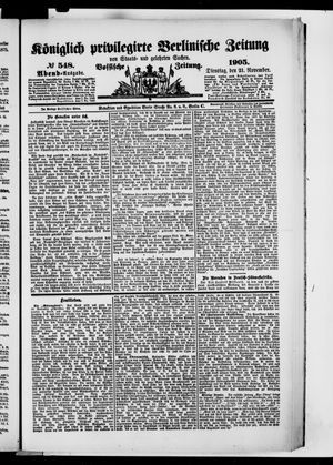 Königlich privilegirte Berlinische Zeitung von Staats- und gelehrten Sachen vom 21.11.1905