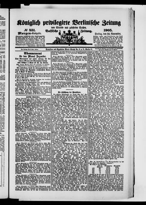 Königlich privilegirte Berlinische Zeitung von Staats- und gelehrten Sachen on Nov 24, 1905
