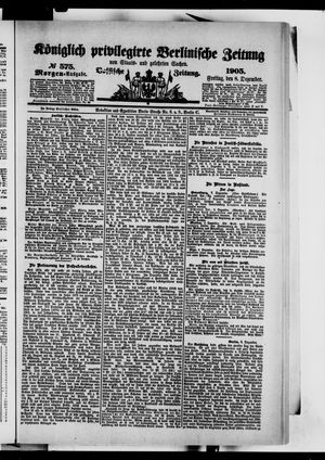 Königlich privilegirte Berlinische Zeitung von Staats- und gelehrten Sachen vom 08.12.1905