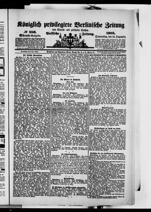 Königlich privilegirte Berlinische Zeitung von Staats- und gelehrten Sachen vom 14.12.1905