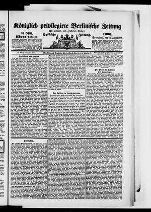 Königlich privilegirte Berlinische Zeitung von Staats- und gelehrten Sachen vom 16.12.1905