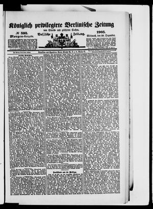 Königlich privilegirte Berlinische Zeitung von Staats- und gelehrten Sachen vom 20.12.1905