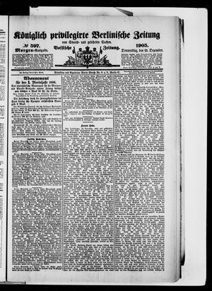 Königlich privilegirte Berlinische Zeitung von Staats- und gelehrten Sachen vom 21.12.1905