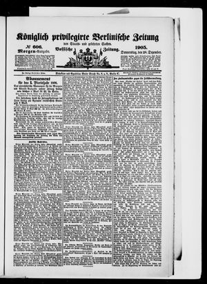 Königlich privilegirte Berlinische Zeitung von Staats- und gelehrten Sachen vom 28.12.1905