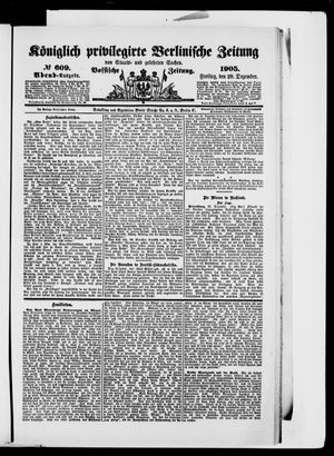 Königlich privilegirte Berlinische Zeitung von Staats- und gelehrten Sachen vom 29.12.1905
