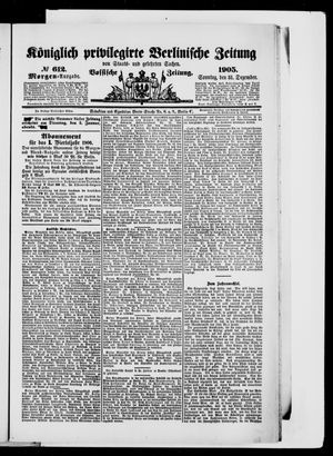 Königlich privilegirte Berlinische Zeitung von Staats- und gelehrten Sachen vom 31.12.1905