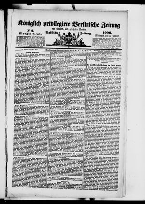 Königlich privilegirte Berlinische Zeitung von Staats- und gelehrten Sachen on Jan 3, 1906