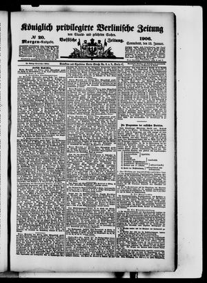 Königlich privilegirte Berlinische Zeitung von Staats- und gelehrten Sachen on Jan 13, 1906