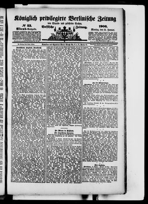 Königlich privilegirte Berlinische Zeitung von Staats- und gelehrten Sachen vom 15.01.1906