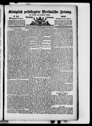 Königlich privilegirte Berlinische Zeitung von Staats- und gelehrten Sachen vom 16.01.1906