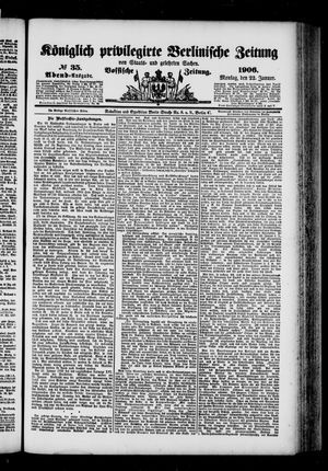 Königlich privilegirte Berlinische Zeitung von Staats- und gelehrten Sachen vom 22.01.1906