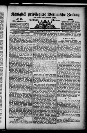 Königlich privilegirte Berlinische Zeitung von Staats- und gelehrten Sachen on Jan 27, 1906