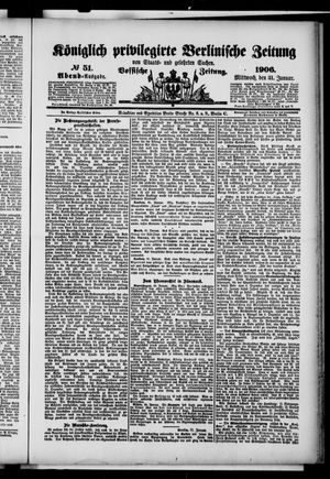Königlich privilegirte Berlinische Zeitung von Staats- und gelehrten Sachen vom 31.01.1906