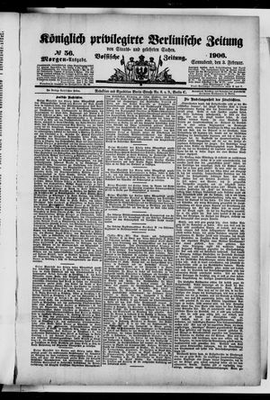 Königlich privilegirte Berlinische Zeitung von Staats- und gelehrten Sachen vom 03.02.1906