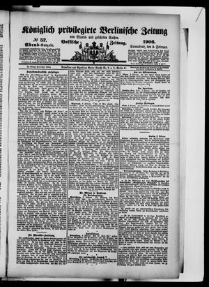 Königlich privilegirte Berlinische Zeitung von Staats- und gelehrten Sachen on Feb 3, 1906