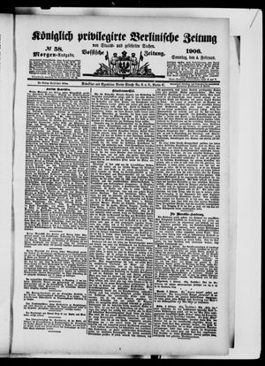 Königlich privilegirte Berlinische Zeitung von Staats- und gelehrten Sachen on Feb 4, 1906