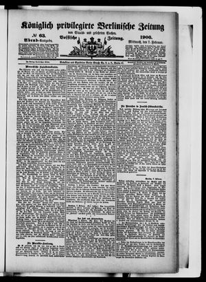 Königlich privilegirte Berlinische Zeitung von Staats- und gelehrten Sachen vom 07.02.1906