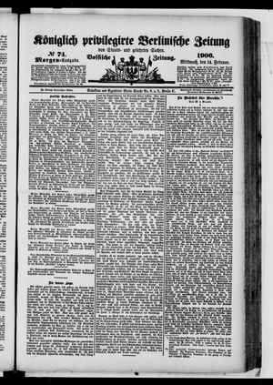 Königlich privilegirte Berlinische Zeitung von Staats- und gelehrten Sachen vom 14.02.1906