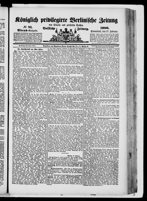 Königlich privilegirte Berlinische Zeitung von Staats- und gelehrten Sachen vom 17.02.1906