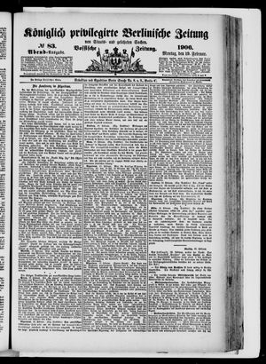 Königlich privilegirte Berlinische Zeitung von Staats- und gelehrten Sachen on Feb 19, 1906