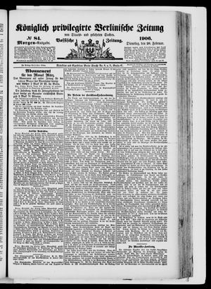 Königlich privilegirte Berlinische Zeitung von Staats- und gelehrten Sachen vom 20.02.1906