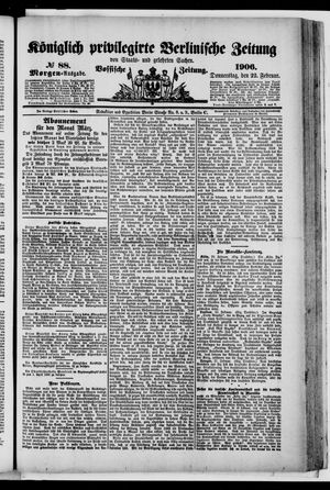 Königlich privilegirte Berlinische Zeitung von Staats- und gelehrten Sachen vom 22.02.1906