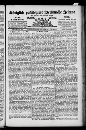 Königlich privilegirte Berlinische Zeitung von Staats- und gelehrten Sachen vom 22.02.1906