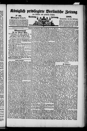 Königlich privilegirte Berlinische Zeitung von Staats- und gelehrten Sachen on Feb 24, 1906