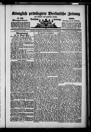 Königlich privilegirte Berlinische Zeitung von Staats- und gelehrten Sachen on Feb 27, 1906