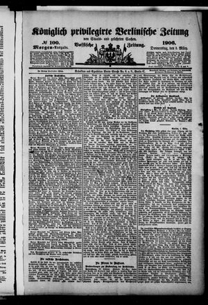 Königlich privilegirte Berlinische Zeitung von Staats- und gelehrten Sachen vom 01.03.1906