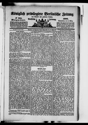 Königlich privilegirte Berlinische Zeitung von Staats- und gelehrten Sachen vom 03.03.1906