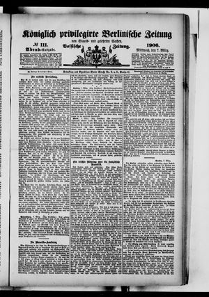 Königlich privilegirte Berlinische Zeitung von Staats- und gelehrten Sachen on Mar 7, 1906