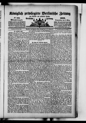 Königlich privilegirte Berlinische Zeitung von Staats- und gelehrten Sachen vom 08.03.1906