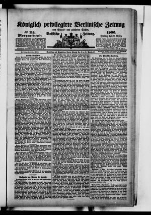 Königlich privilegirte Berlinische Zeitung von Staats- und gelehrten Sachen on Mar 9, 1906