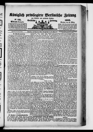 Königlich privilegirte Berlinische Zeitung von Staats- und gelehrten Sachen on Mar 19, 1906