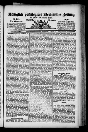 Königlich privilegirte Berlinische Zeitung von Staats- und gelehrten Sachen vom 24.03.1906