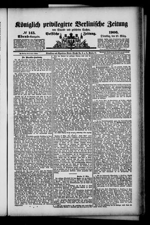 Königlich privilegirte Berlinische Zeitung von Staats- und gelehrten Sachen vom 27.03.1906