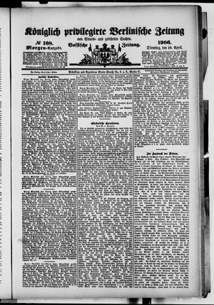 Königlich privilegirte Berlinische Zeitung von Staats- und gelehrten Sachen vom 10.04.1906