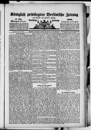 Königlich privilegirte Berlinische Zeitung von Staats- und gelehrten Sachen on Apr 12, 1906