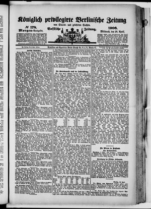 Königlich privilegirte Berlinische Zeitung von Staats- und gelehrten Sachen on Apr 18, 1906